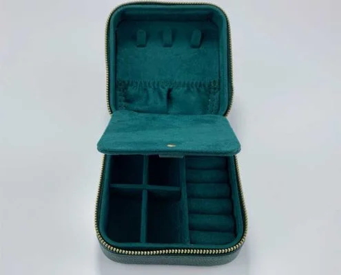 Small Faux Leather Travel Jewelry Organizer Box-3
