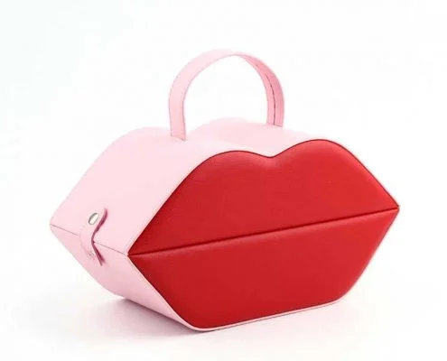 PU Leather Lip Shape Jewelry Organizer Boxes-1