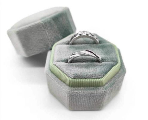 Vintage Hexagon Velvet Wedding Ring Boxes-3