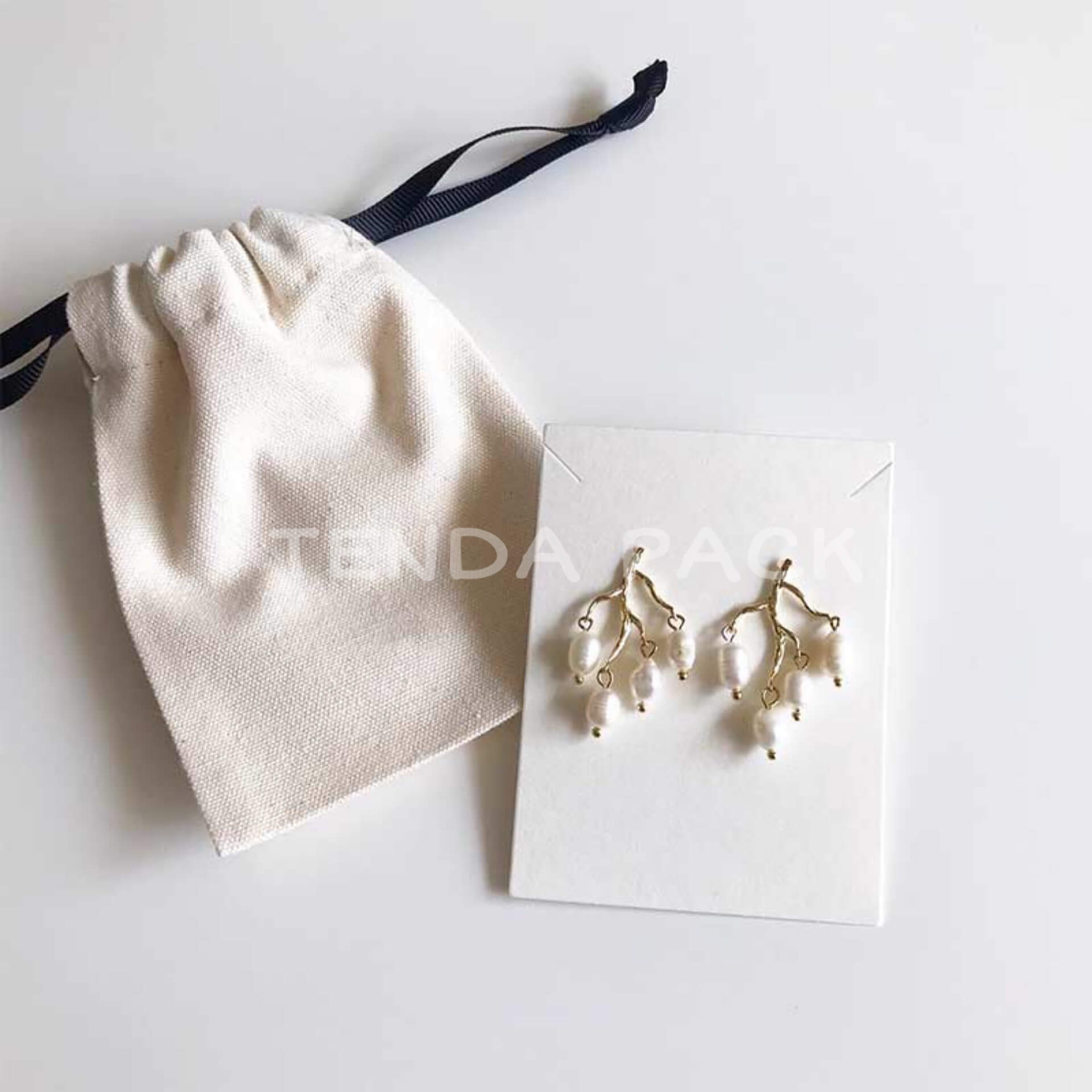 8*10cm Custom Branded Cotton Drawstring Jewellery Storage Bag Bracelet  Earring Jewelry Gift Packaging Pouch 