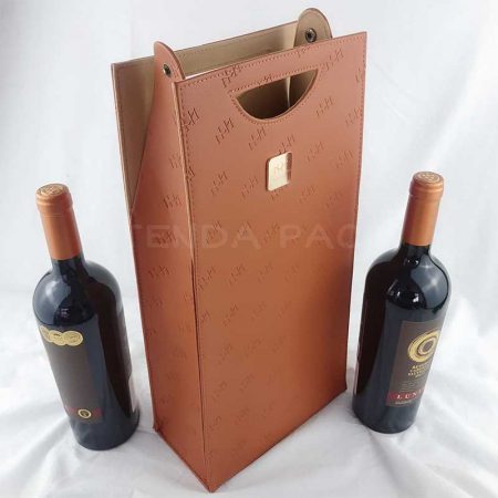 PU Leather Wine Tote for Double Bottles-2