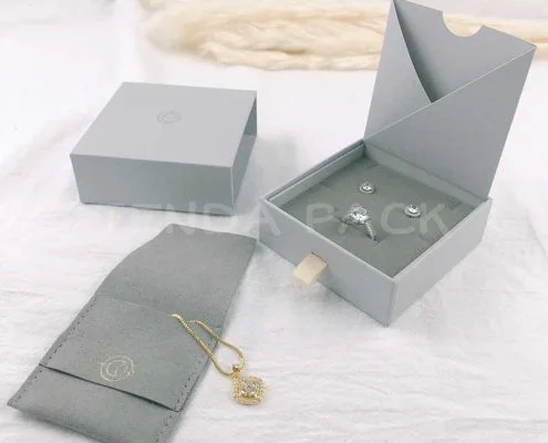 Printed Paper Jewelry Drawer boxes With Pouch-6