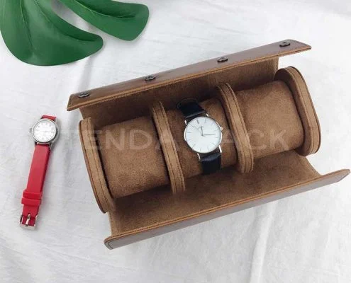 Leather Travel Watch Box With Zipper Closure-1