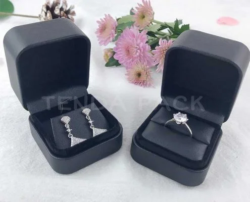 Cute Black Pu Leather Ring Earring Pendant Boxes-1