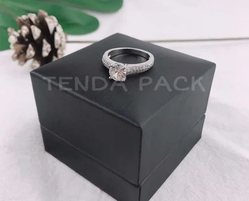 Elegant Black PU Leather Ring Box-3