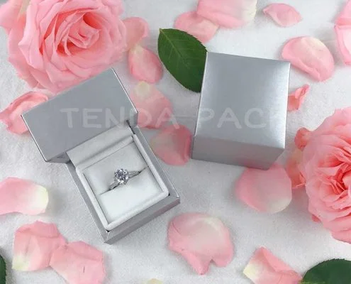 Premium Silver PU Leather Jewelry Ring Box-4