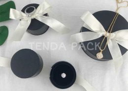Round Jewellery Box With Ribbon for Ring : Earrings-4