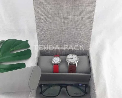 Linen Watches Bangles Bracelets Eyewear Organizer Box-4