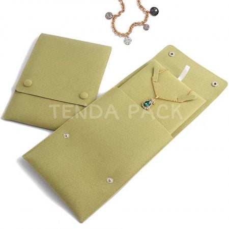 Glass green velvet pendant:necklace jewelry pouch with insert pad-4